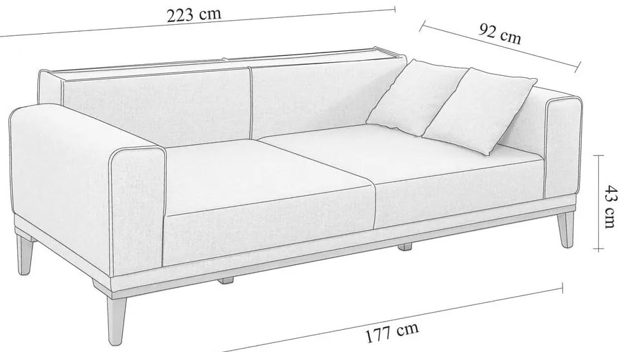 Ciemnoszara rozkładana sofa 223 cm Liones – Artie