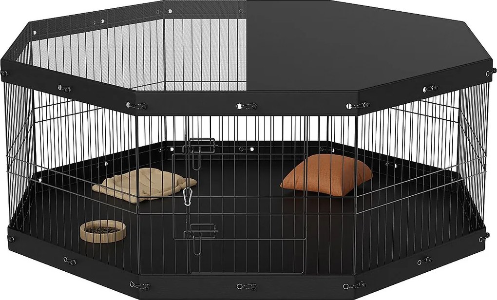 Park dla Psów SucceBuy 8-Panelowy Składany Metalowy Kojec dla Psów z Pokrowcem i Podkładką, Kojec Do Ćwiczeń