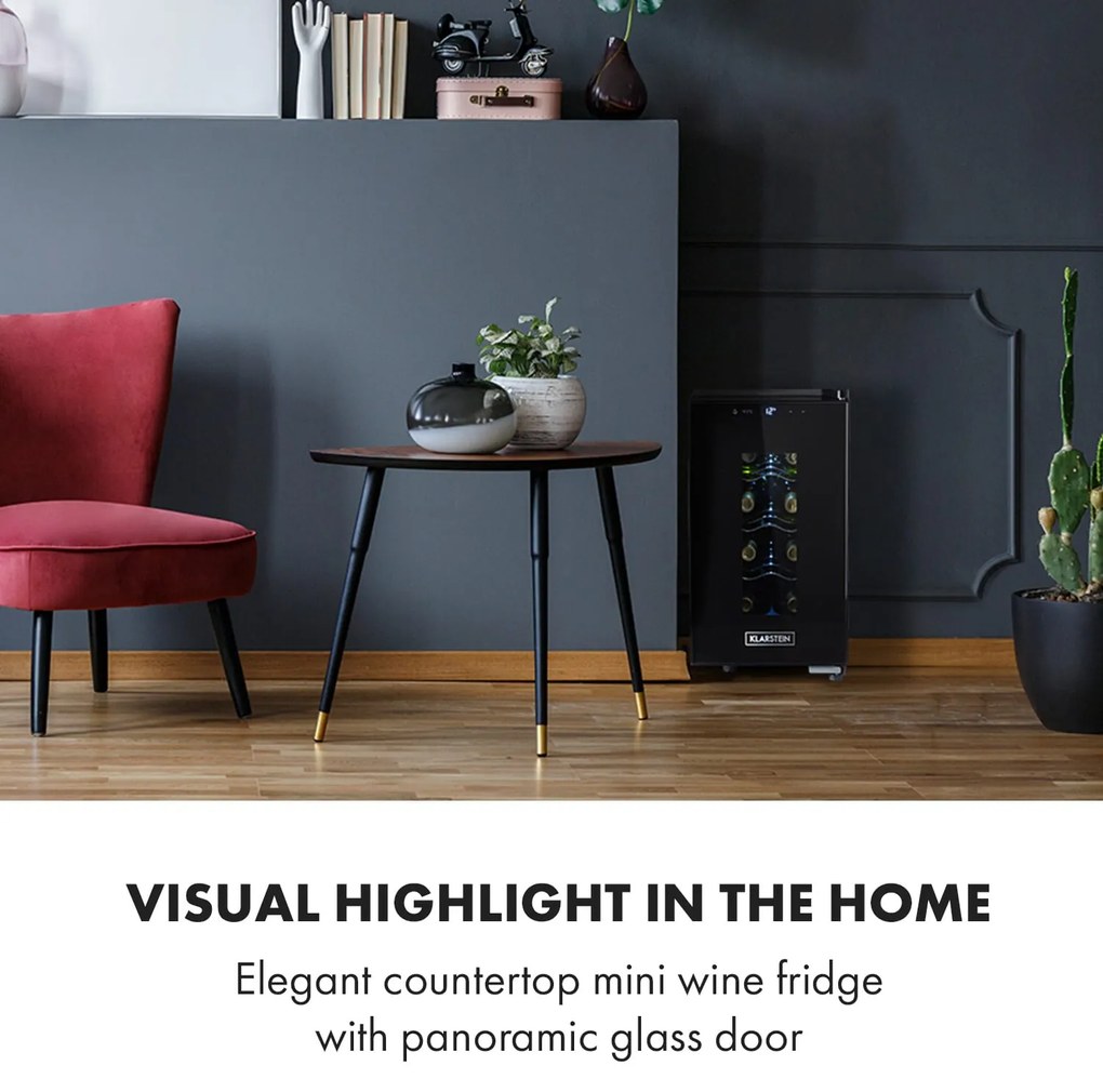 Klarstein Bellevin 50cm 8 Butelek Winiarka Wolnostojąca Czarny