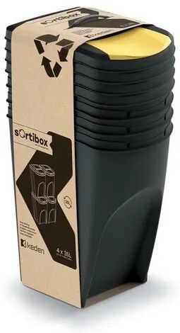 Kosz na odpady Sortibox 35 l, 4 sztuki, czarny