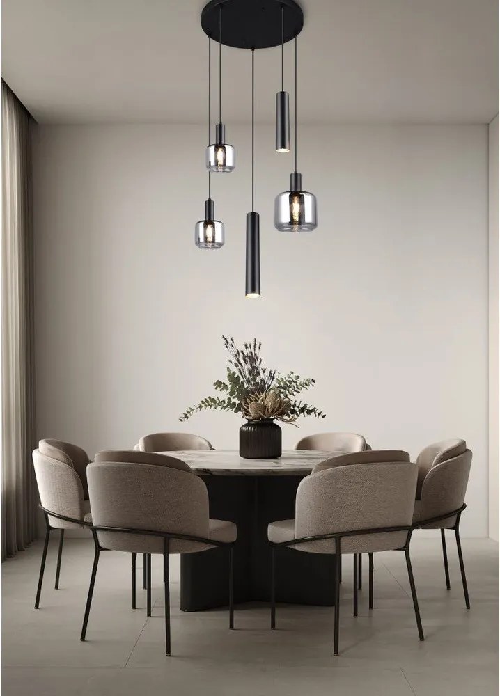 Czarna lampa wisząca z metalowo-szklanym kloszem ø 40 cm Mataro – Trio