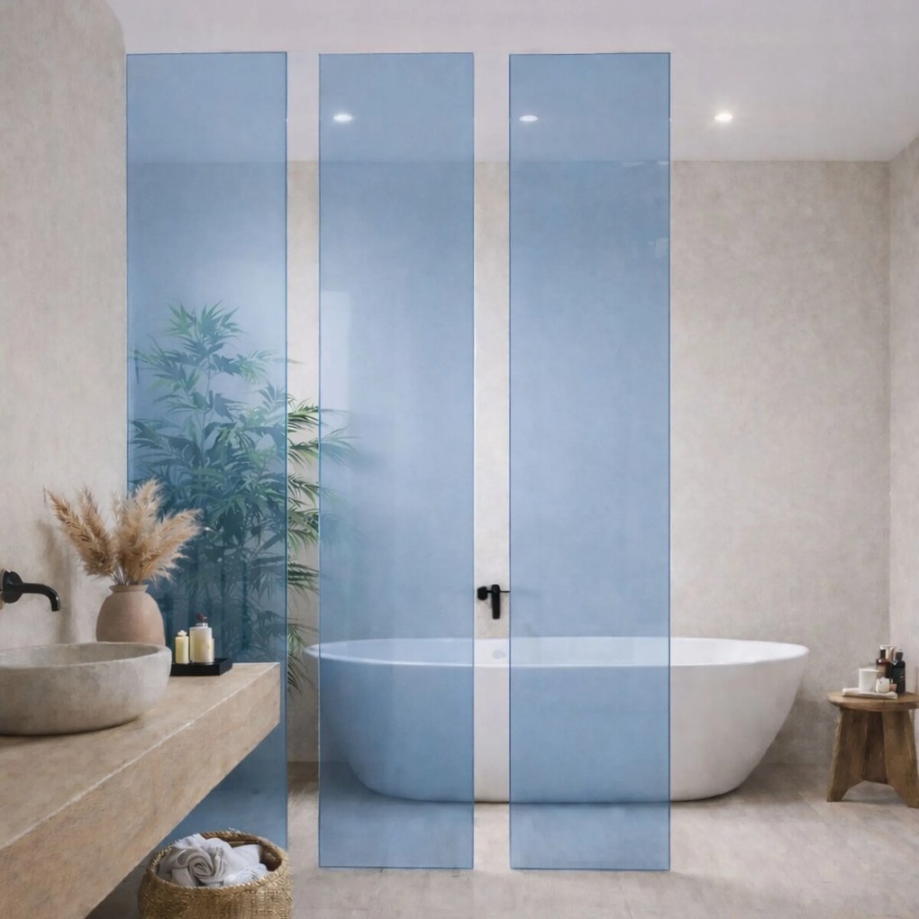 Ścianka szklana MOLIS Panel XXL Green szkło zielone | Różne kolory | Różne rozmiary : Kolor szkła - Niebieski, Rozmiar - 3szt. -  40 x 300 cm