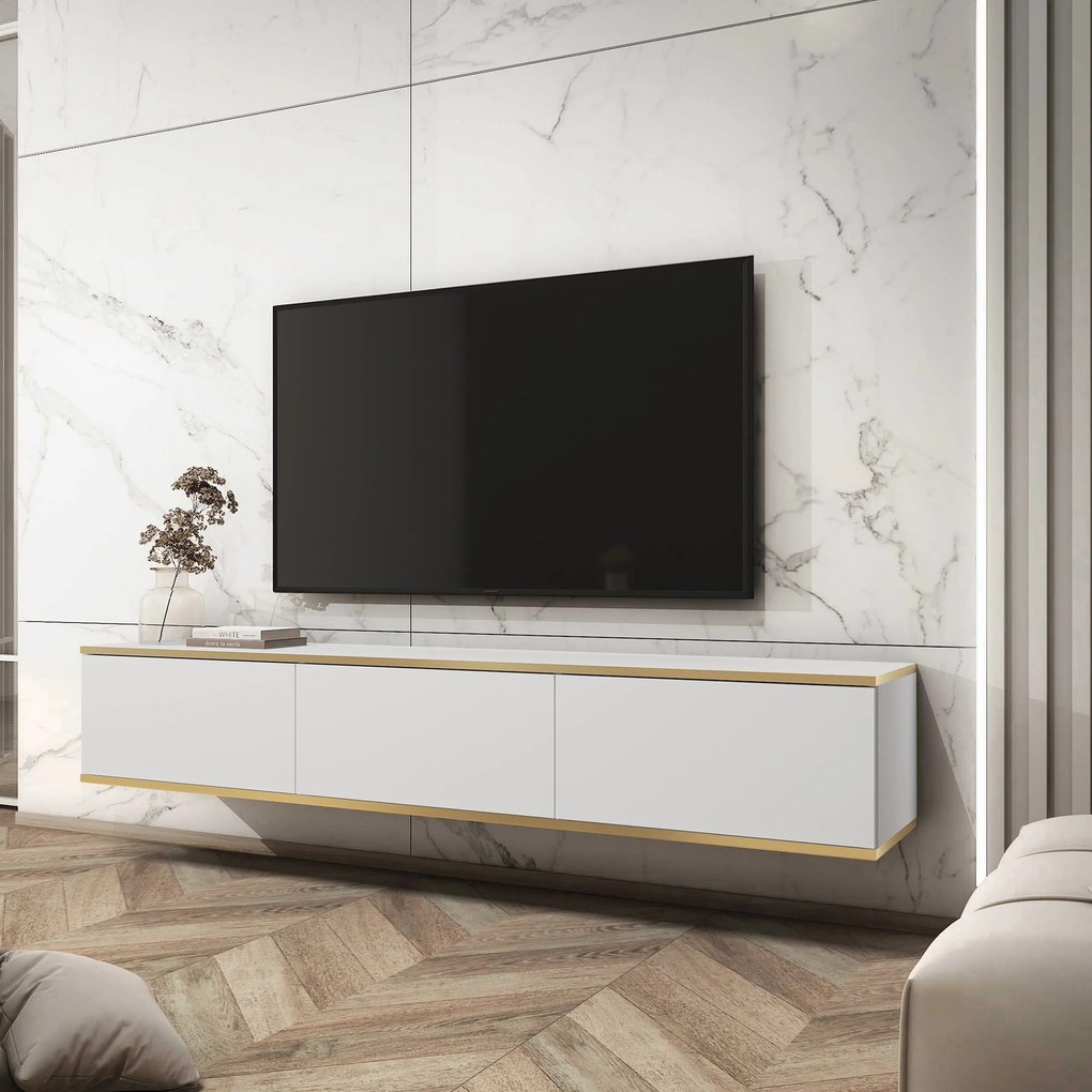 Szafka RTV VENEZIA - Biały / Front Biały / Front standardowy / 175 cm