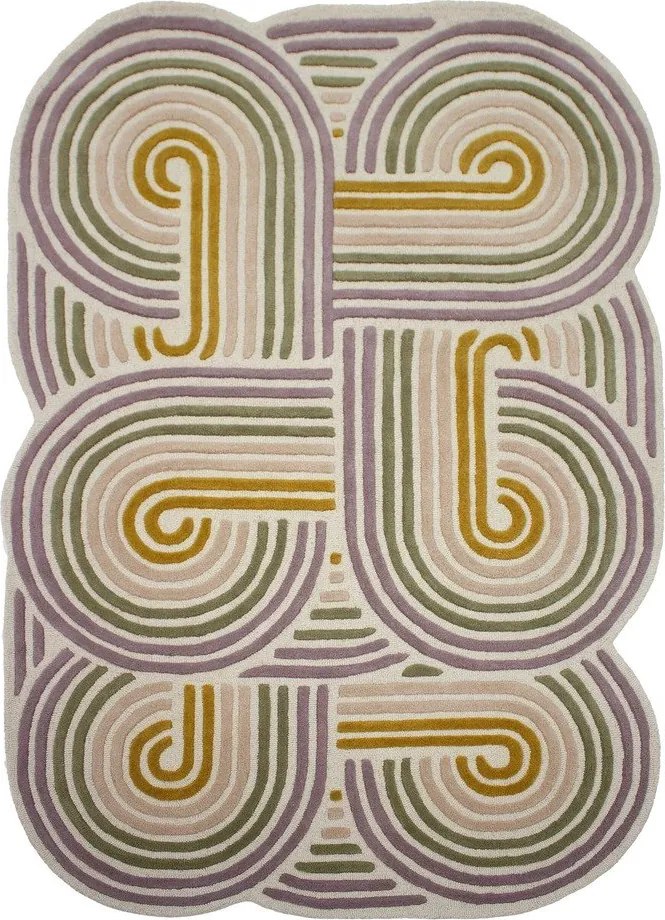 Zielony wełniany dywan tkany ręcznie 140x200 cm Spiral Shaped – Flair Rugs