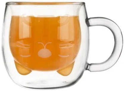 Orion Kubek podwójna ścianka szkło Cat, 300 ml