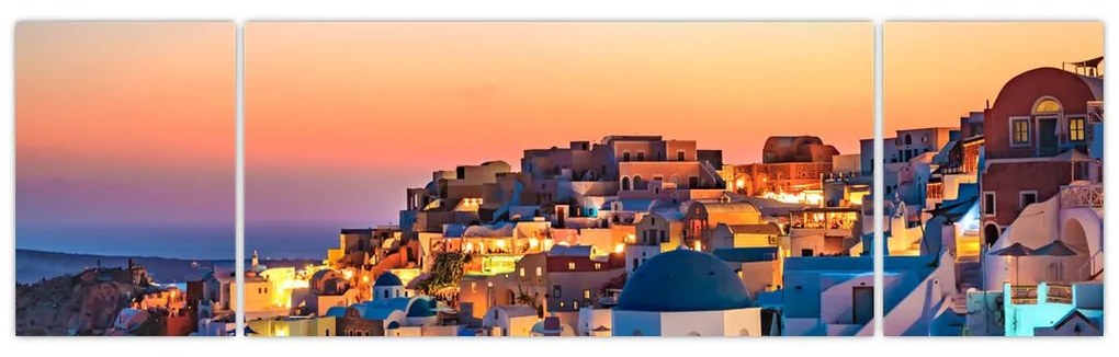 Obraz - Santorini o zmierzchu (170x50 cm)