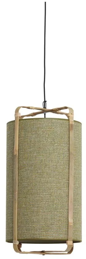 Zielona lampa wisząca z bambusowo-jutowym kloszem ø 32 cm Sendai – Light & Living