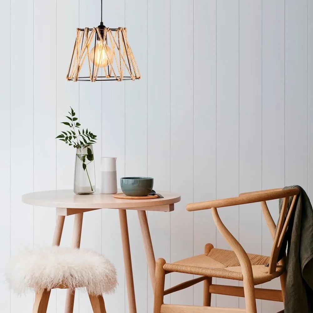 Czarno-beżowa lampa wisząca z metalowym kloszem ø 30 cm Jutini – Opviq lights