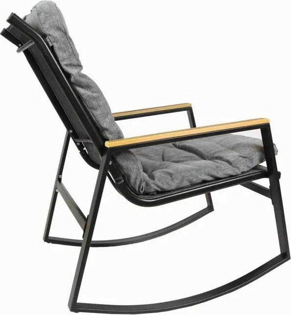 Fotel bujany, stalowy, z poduszkami, szary, 2szt