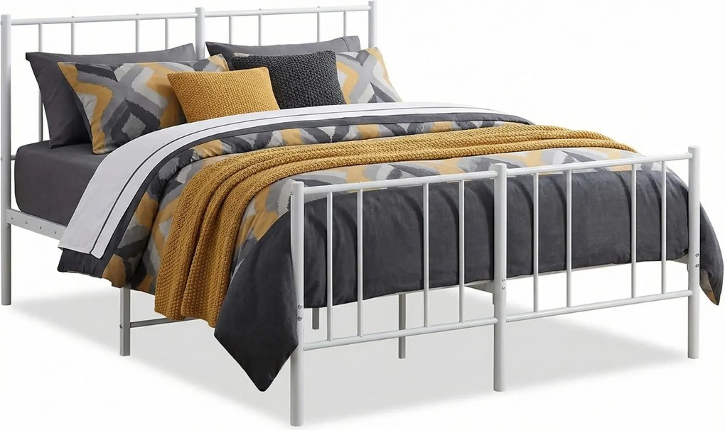 Białe metalowe łóżko małżeńskie w stylu loft 140x200 cm T1-T97