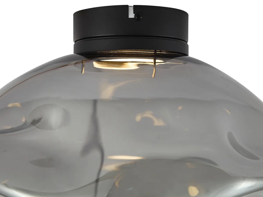 Designerska lampa sufitowa czarna z przydymionym szkłem - GemmaDesignerski Oswietlenie wewnetrzne