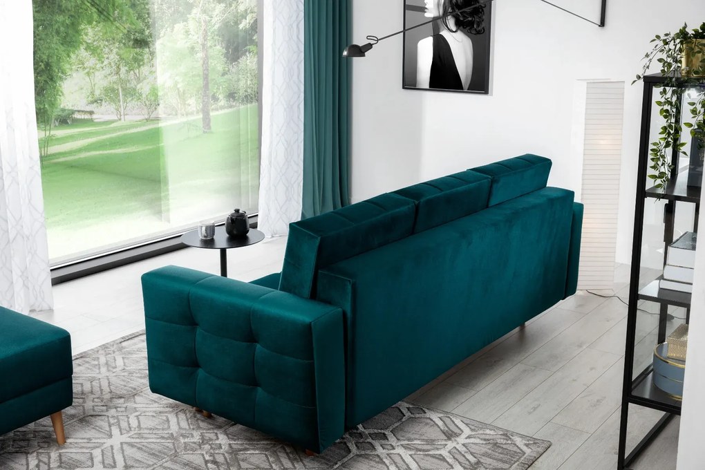 Sofa rozkładana z funkcją spania ASGARD VELVET zielona ELTAP