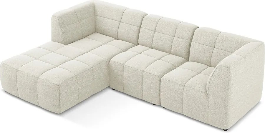 Beżowy narożnik z materiału bouclé (lewostronny/z szezlongiem) Aloha – Makamii