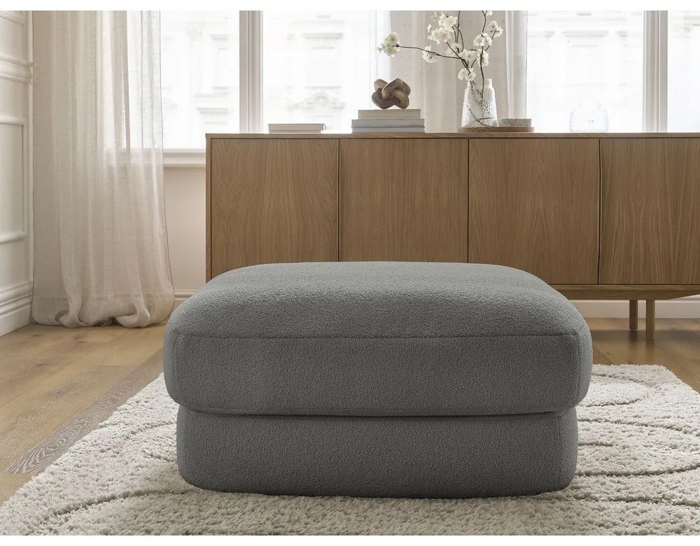 Ciemnoszary podnóżek z materiału bouclé Leonore – Bobochic Paris