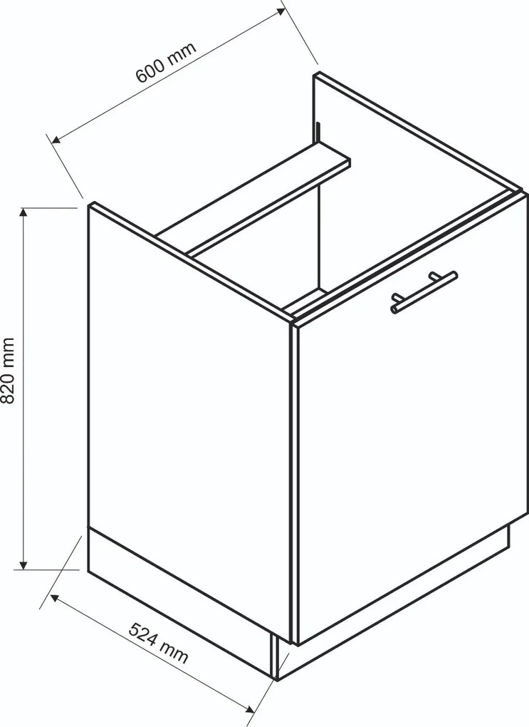 Szafka kuchenna stojąca 60 DENIS D60PC P/L czarna mat STOLKAR