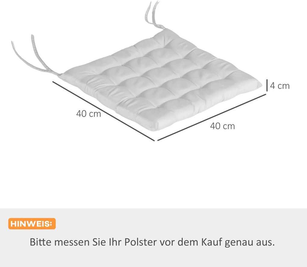 Outsunny Poduszka siedzeniowa do ogrodu z pikowaniem, 40 x 40 x 4 cm, jasnoszary