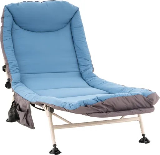 Leżak kempingowy z poduszką, niebiesko-szary