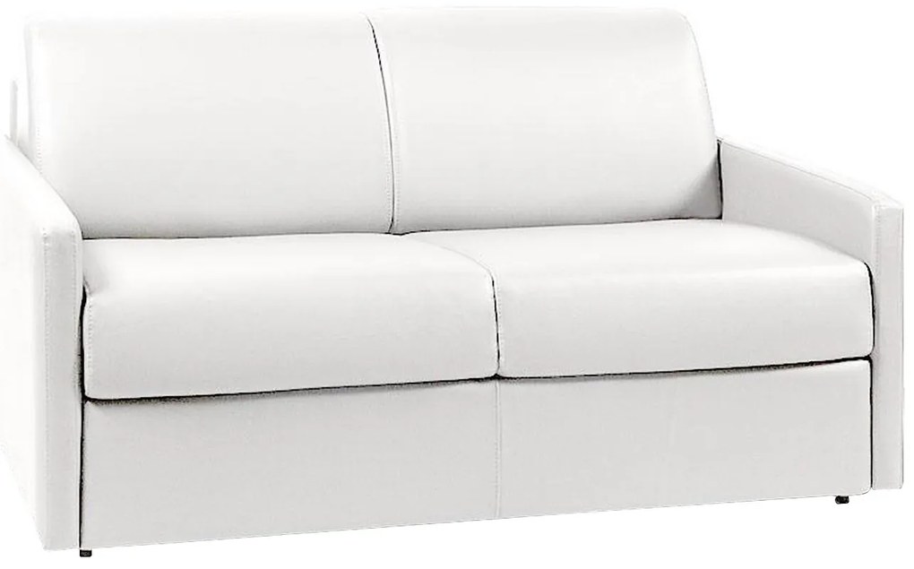 Kanapa 2-osobowa z ekspresowym mechanizmem rozkładania z ekoskóry CALIFE - Kolor: biały - Miejsce do spania: 120 cm - Materac 14 cm