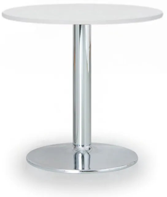 Stolik konferencyjny ZEUS II, średnica 60 cm, chromowana podstawa, biały