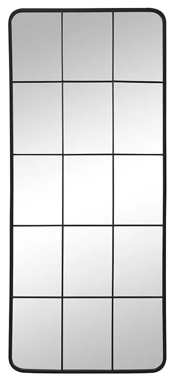 Lustro w kształcie okna, z metalu, w industrialnym stylu – 60 × 140 cm (szer. × wys.) – kolor czarny SCIARA