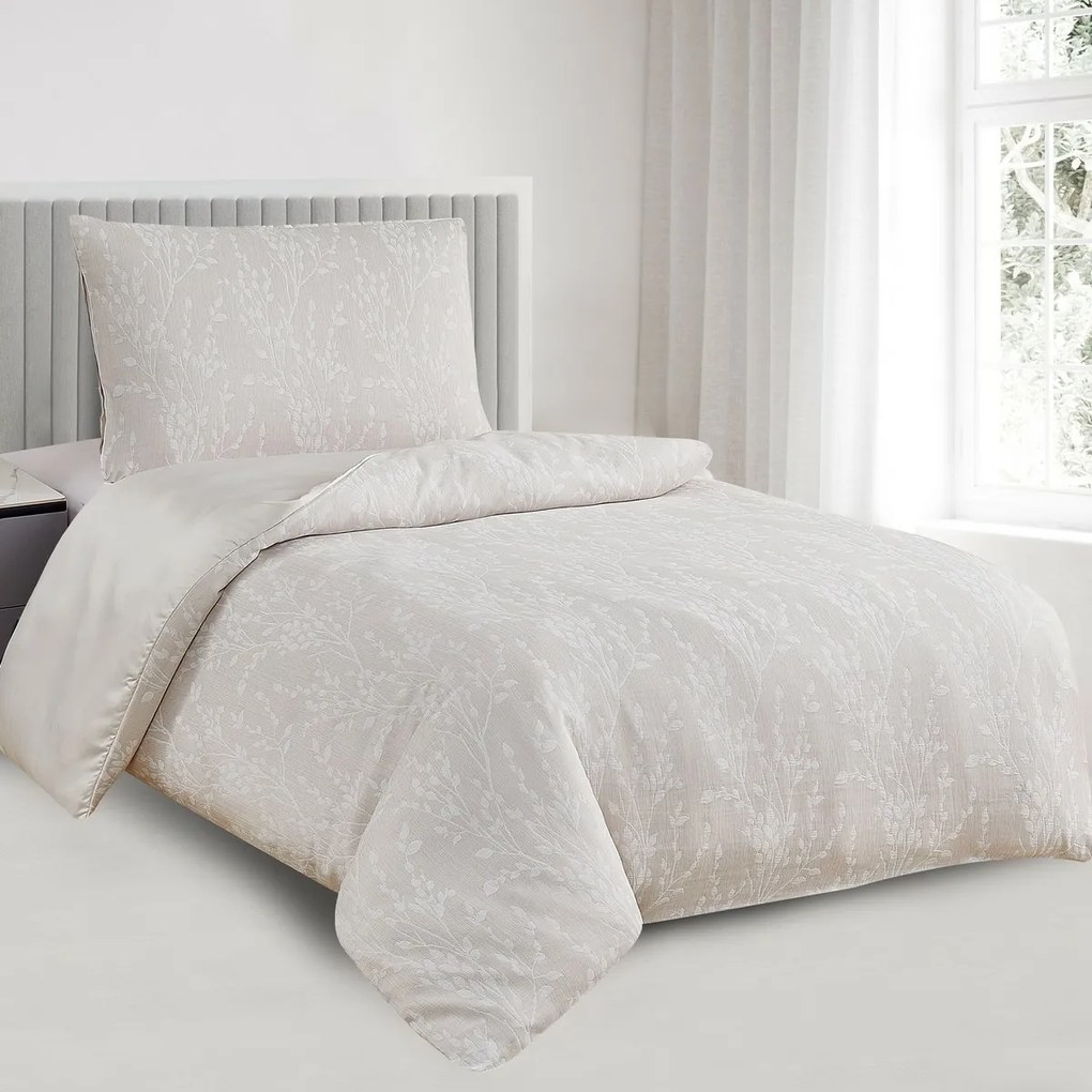 Pościel żakardowa Alabama beżowy, 140 x 200 cm, 70 x 90 cm