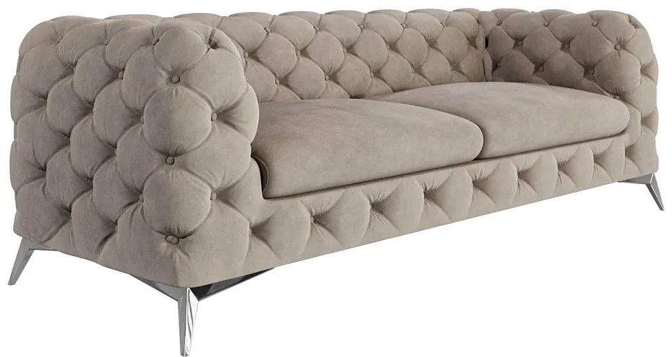 Szarobeżowa aksamitna sofa 225 cm Chelsea – Ropez