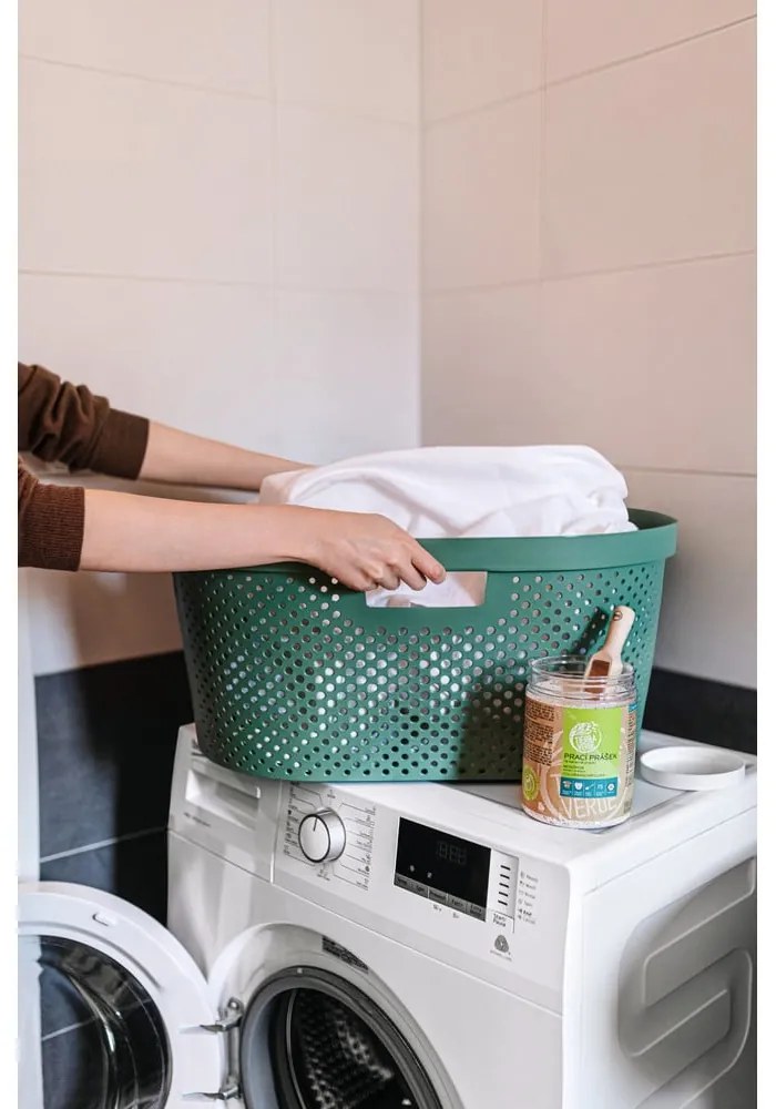 Zielony kosz na pranie Curver Infinity Hamper, 40 l
