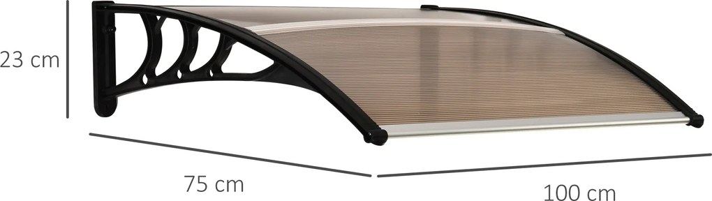 Outsunny Daszek nad drzwi wejściowe poliwęglanowy 100x80 cm ochrona przed deszczem brązowy | Aosom PL