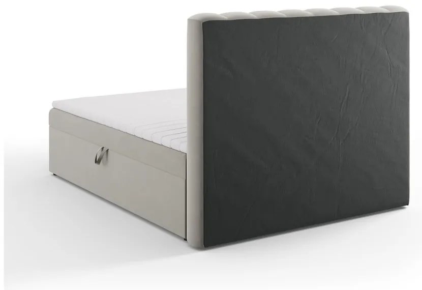 Szare łóżko boxspring ze schowkiem 160x200 cm Gina – Milo Casa