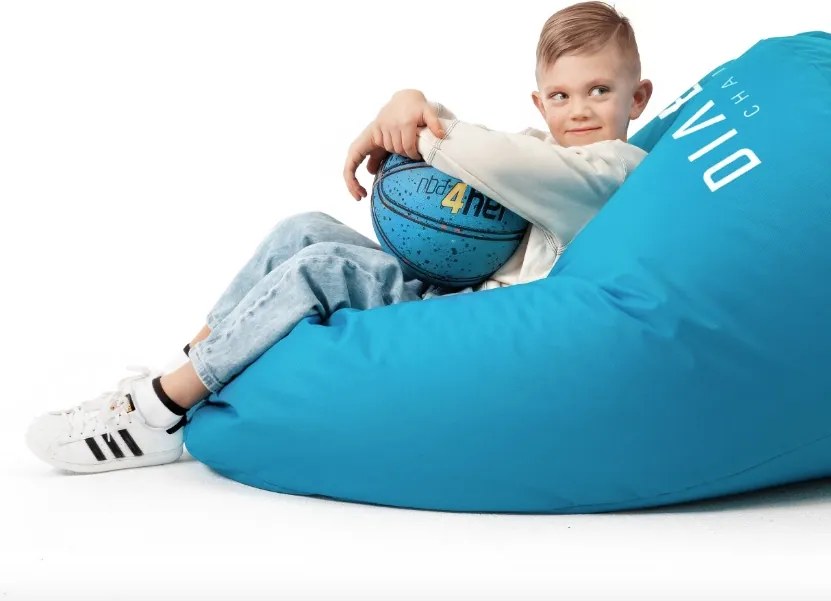 Dziecięca pufa gamingowa z granulatem Diablo Chairs, niebieska