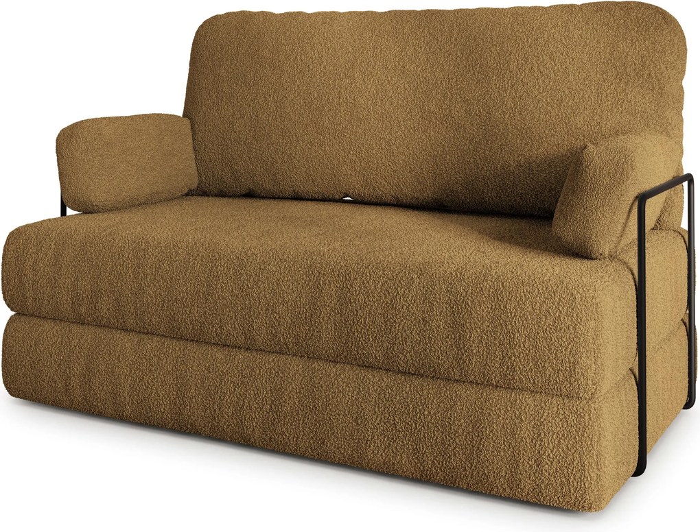 Masseno Sofa piankowa KESTE z funkcją spania, Kanapa z pianki do salonu, Bezmontażowa, Tkanina bucle – Miodowy QUELLE 17
