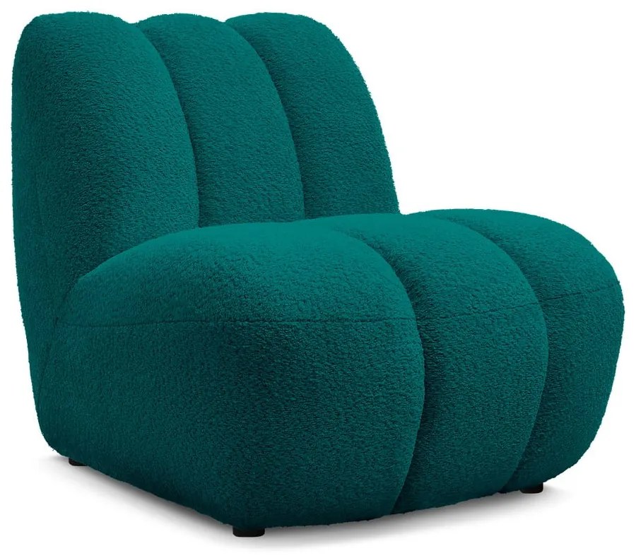 Turkusowy fotel z materiału bouclé Janissaire – Bobochic Paris