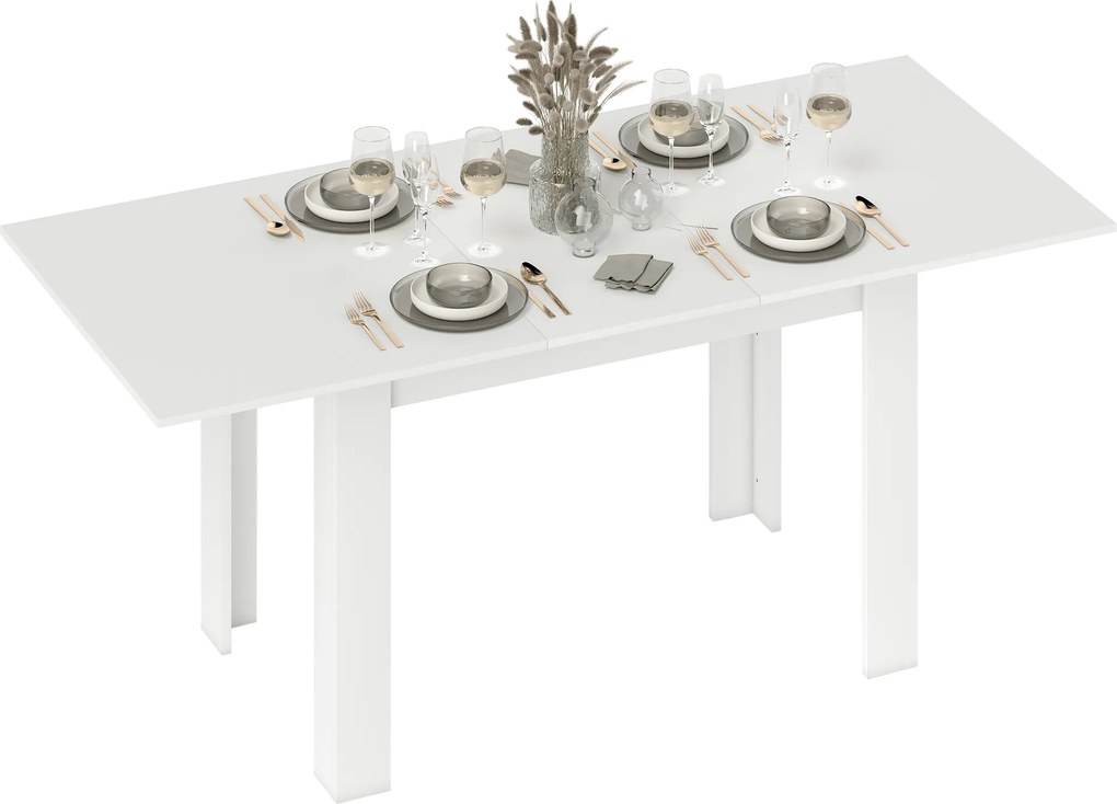 HOMCOM Stół rozkładany, 140/180 x 80 cm stół kuchenny dla 6-8 osób, do kuchni, jadalni, biały | Aosom PL