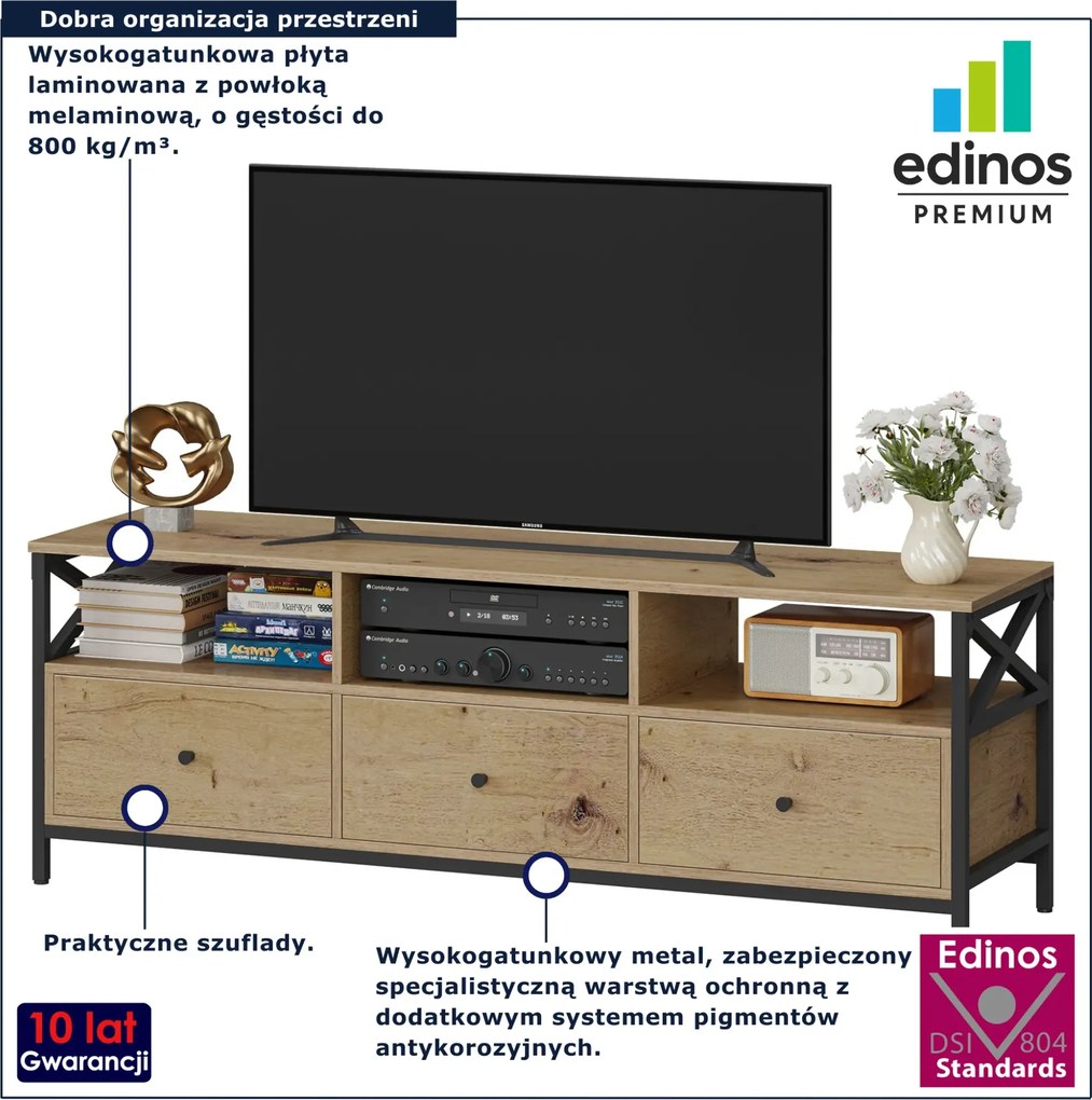 Szafka pod telewizor z szufladami dąb artisan M8-Z33