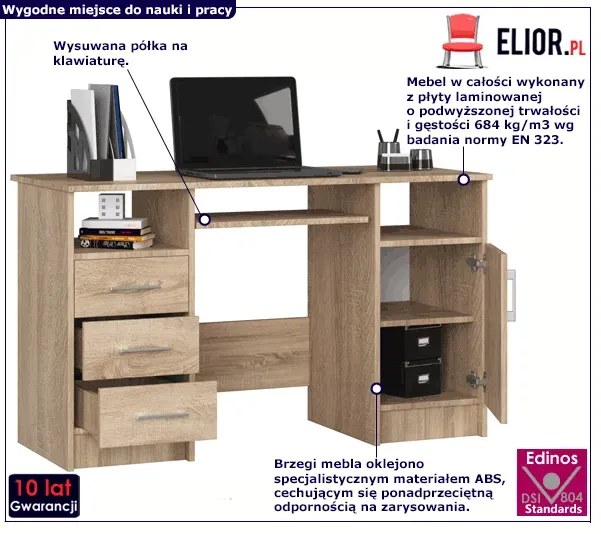 Biurko komputerowe dąb sonoma N3-Z70