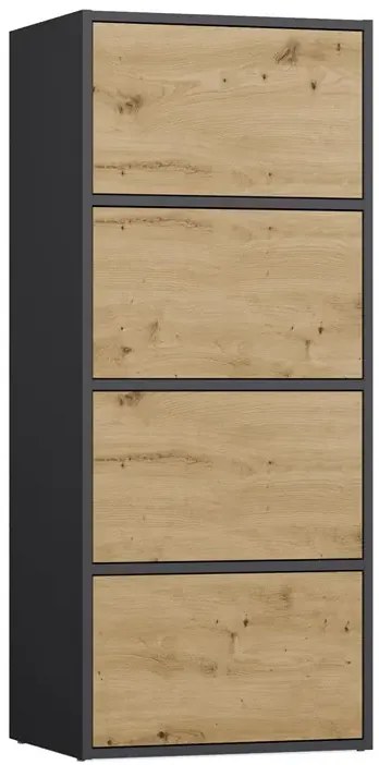 Nowoczesny regał zamykany antracyt + dąb artisan C2-L55