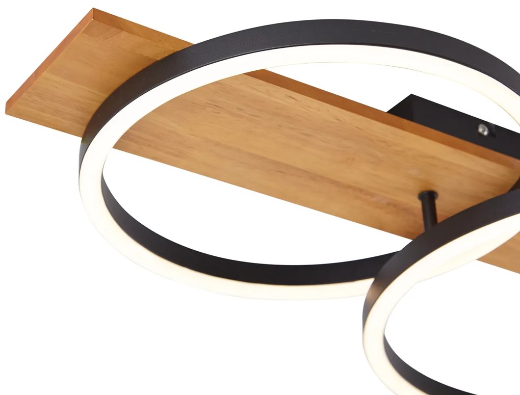 Designerska lampa sufitowa czarna okrągła z LED, ściemnialna 3-stopniowo, 3-źródła światła - NimueDesignerski Oswietlenie wewnetrzne