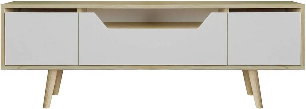 Stolik pod TV – 150 cm – Dąb Szafirowy i Biały – Płyta Wiórowa