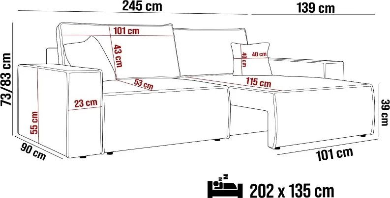 Kanapa KASJO Uniwersalny Sofo-Narożnik z funkcją spania i poduszkami, 2x pojemnik POSO 135 Grafitowy DOMOHOME