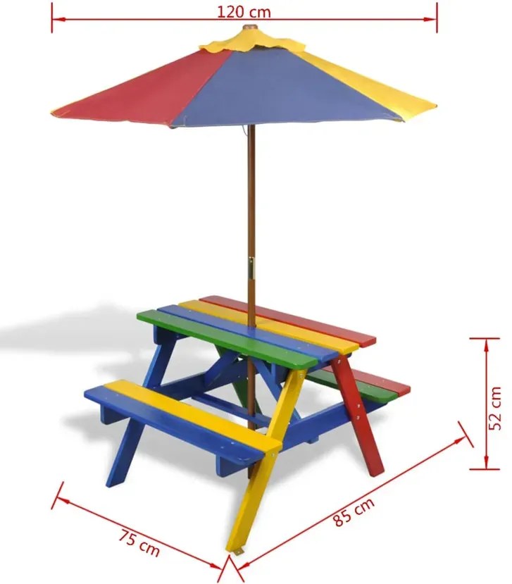 Kolorowy stół piknikowy dla dzieci S8-E94