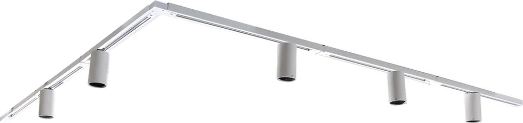 Nowoczesny system oświetlenia szynowego z 5 białymi reflektorami jednofazowymi GU10 50 mm - Iconic Ruby