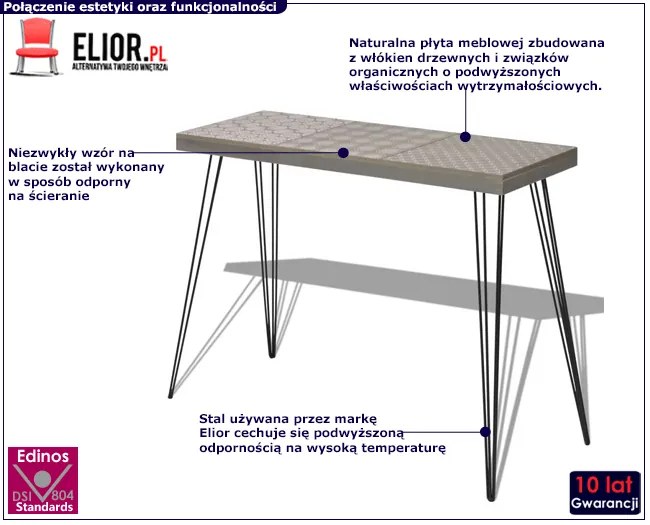 Szara konsola ze stalowymi nogami - Lexti