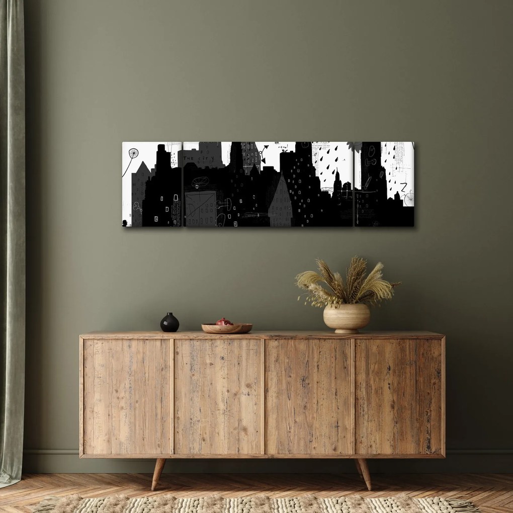 Obraz - Miasto z napisami i wzorami (170x50 cm)