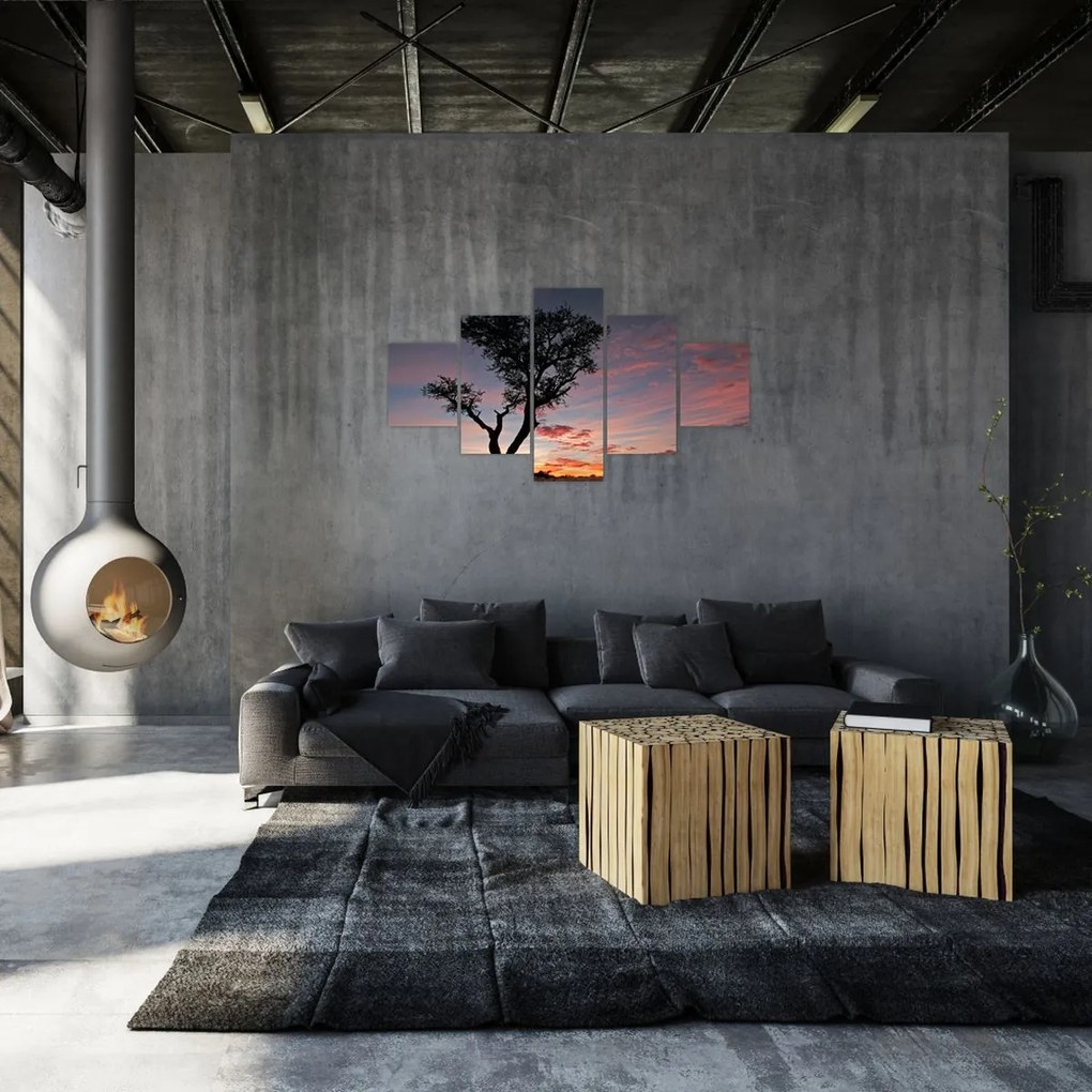Obraz - Drzewo i czerwonawe odcienie (125x70 cm)