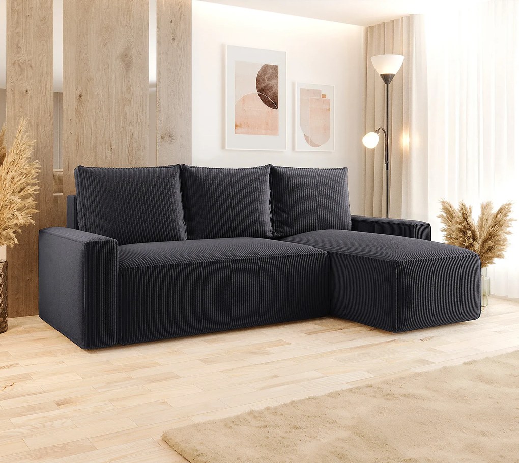 Grafitowy rozkładany narożnik z pojemnikiem N5-N78