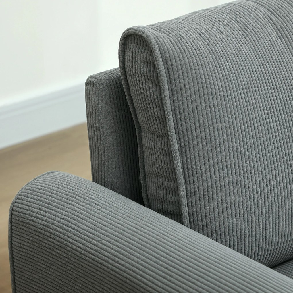HOMCOM Dwumiejscowa Sofa, Kanapa z Tkaniny, 2 Poduszki Tylnie, Pokrycie z Sztruksu, 145 x 75 x 78 cm, Antracyt