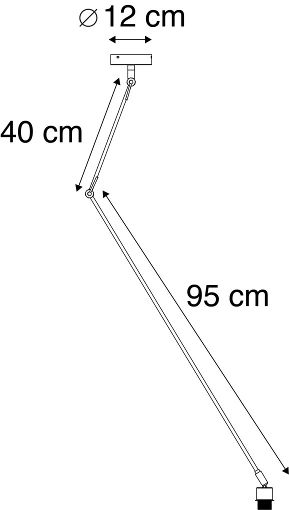 Stalowa lampa wisząca bez klosza regulowana - Blitz