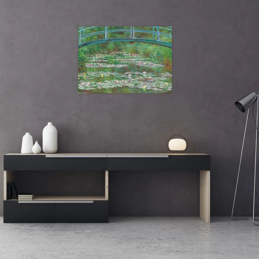 Obraz na szkle - Claude Monet, The Japanese Footbridge, reprodukcje (70x50 cm)