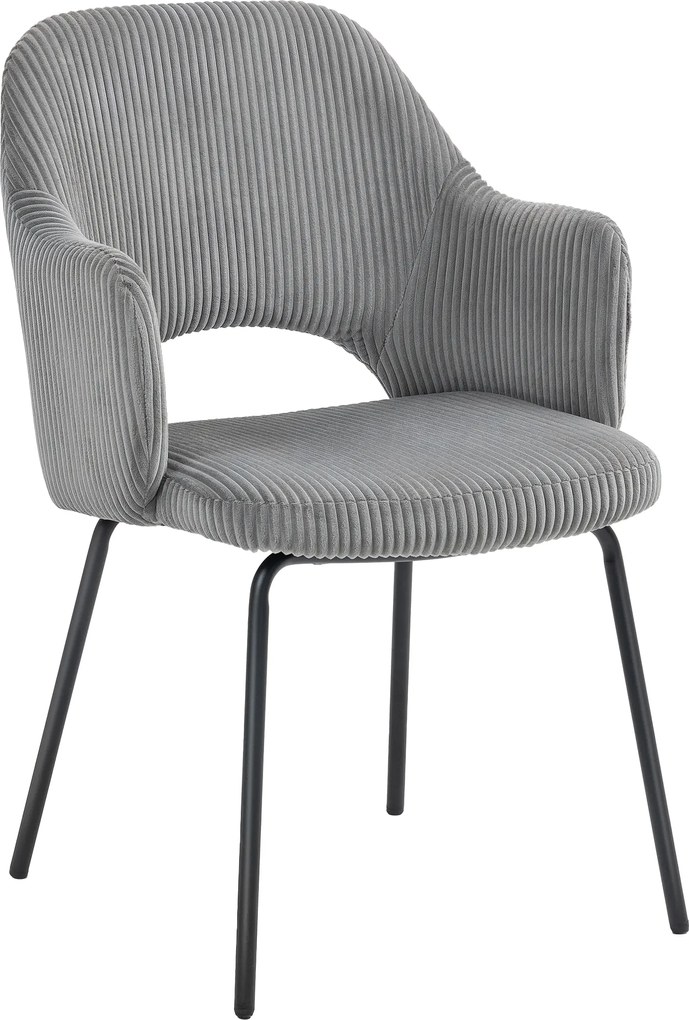 HOMCOM Krzesło do jadalni, pokrycie aksamitne, kształt muszli, nogi metalowe, podkładki pod stopy, szare