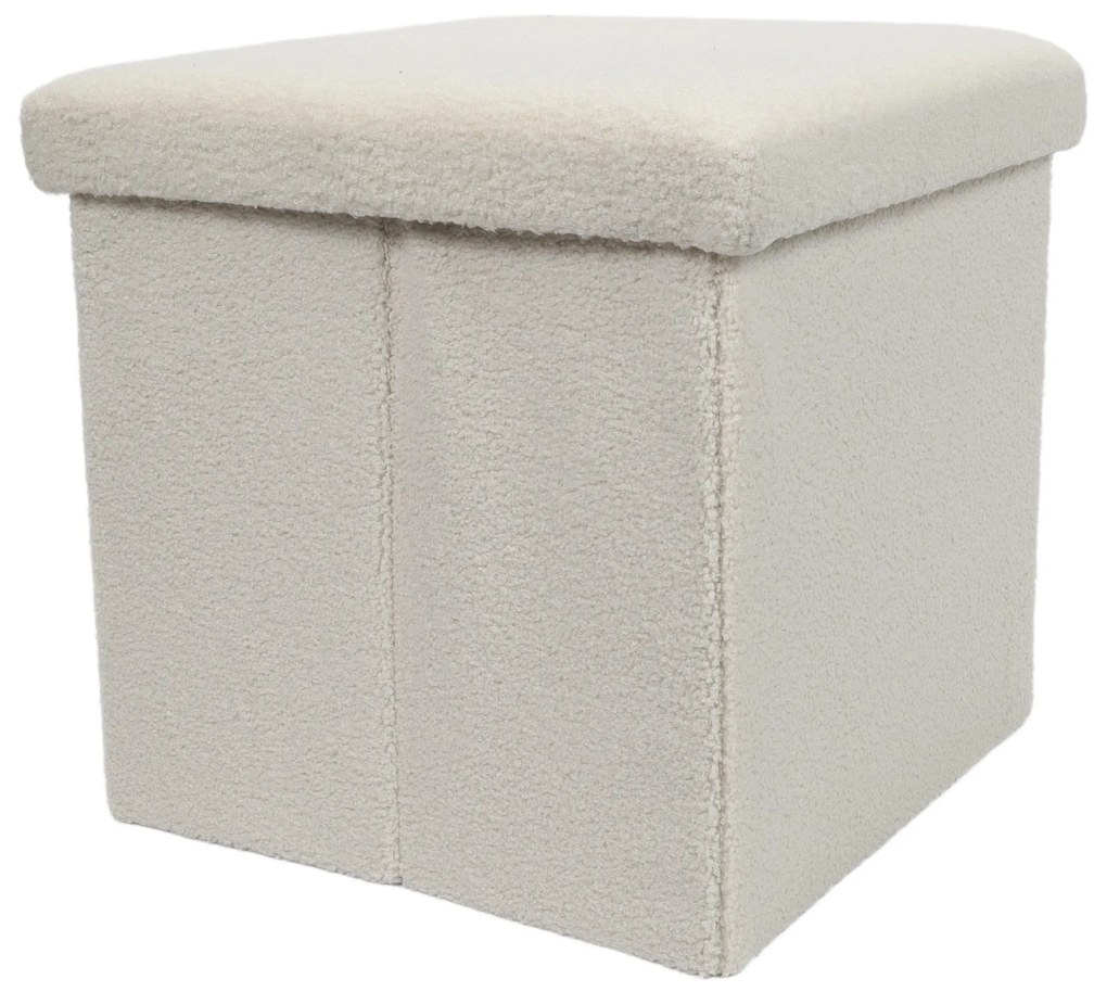 Pufa ze schowkiem boucle BINI, 38 x 38 x 38 cm